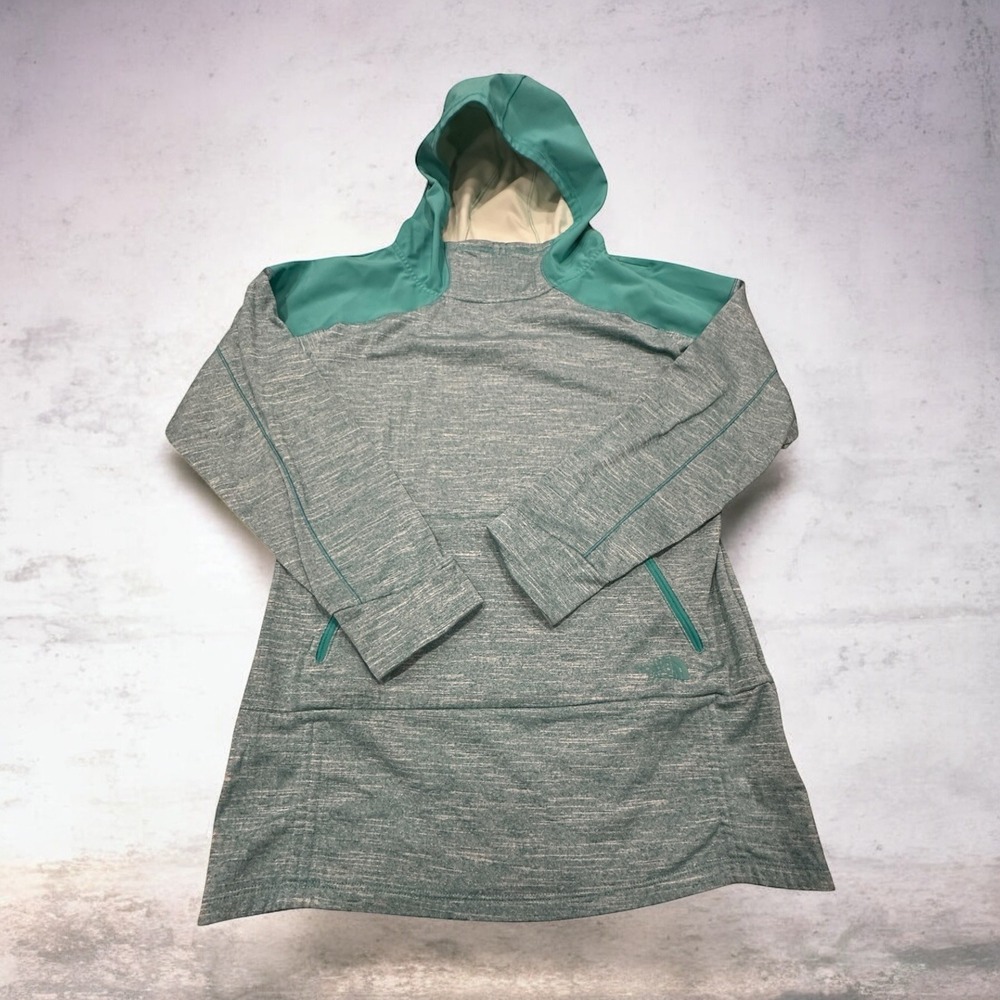 The North Face Women's Teal Heathered Hoodie Pullover Tunic Pockets Size Medium